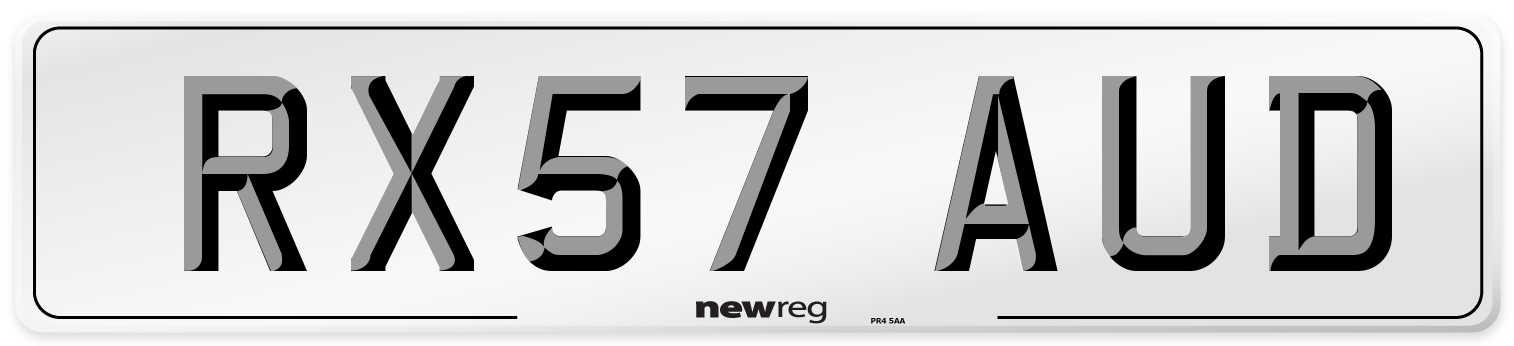 RX57 AUD Number Plate from New Reg
